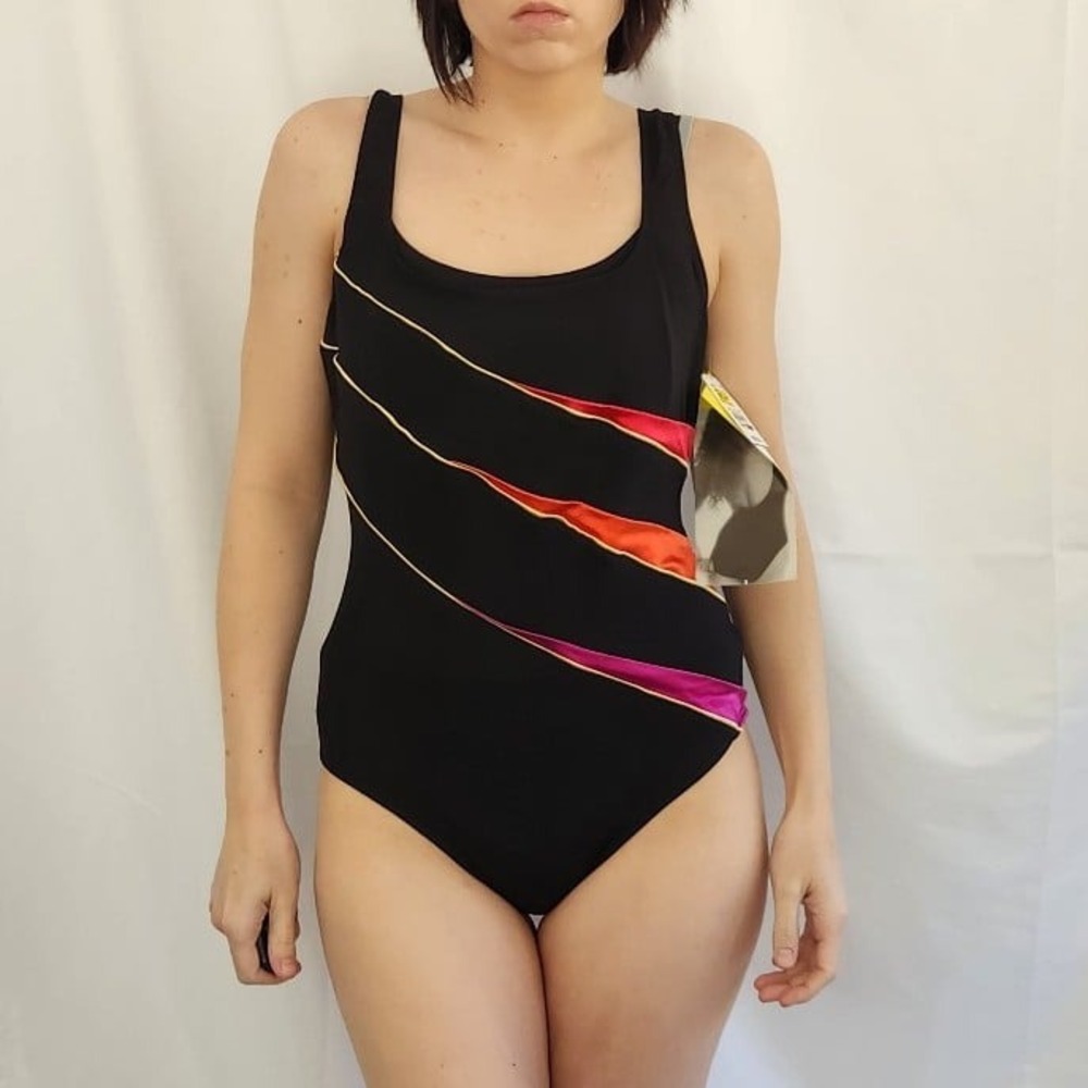 90s Deadstock‎ Black One Piece Swimsuit